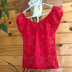 Lace red top